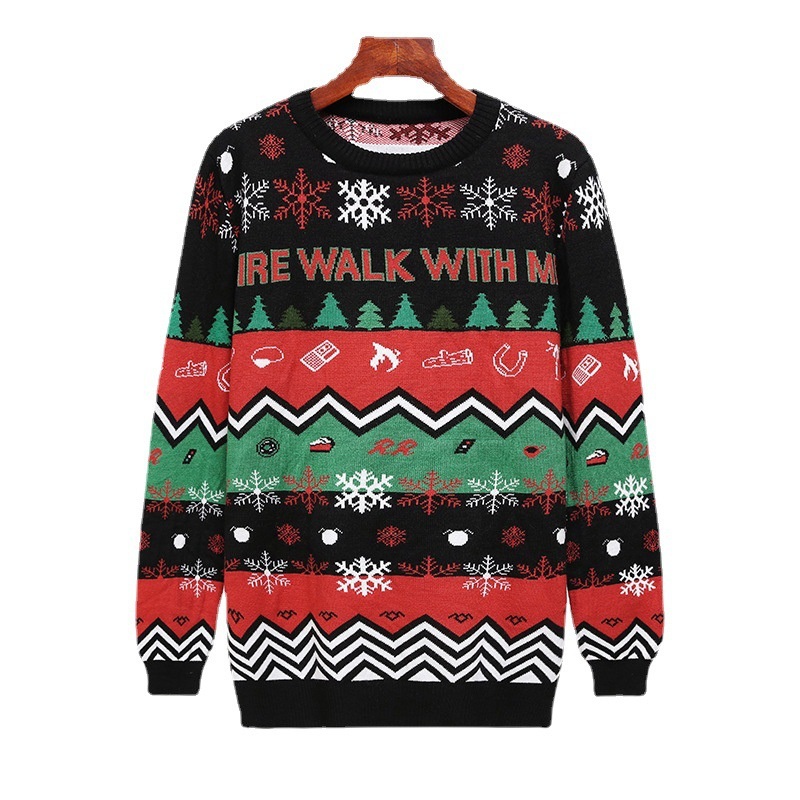 Custom Unisex Ugly Christmas Sweater Jacquard Knitted Sweater Christmas Jumper Pullover Sweater for Adults – Christmas Sweater and Ugly Sweater price|S