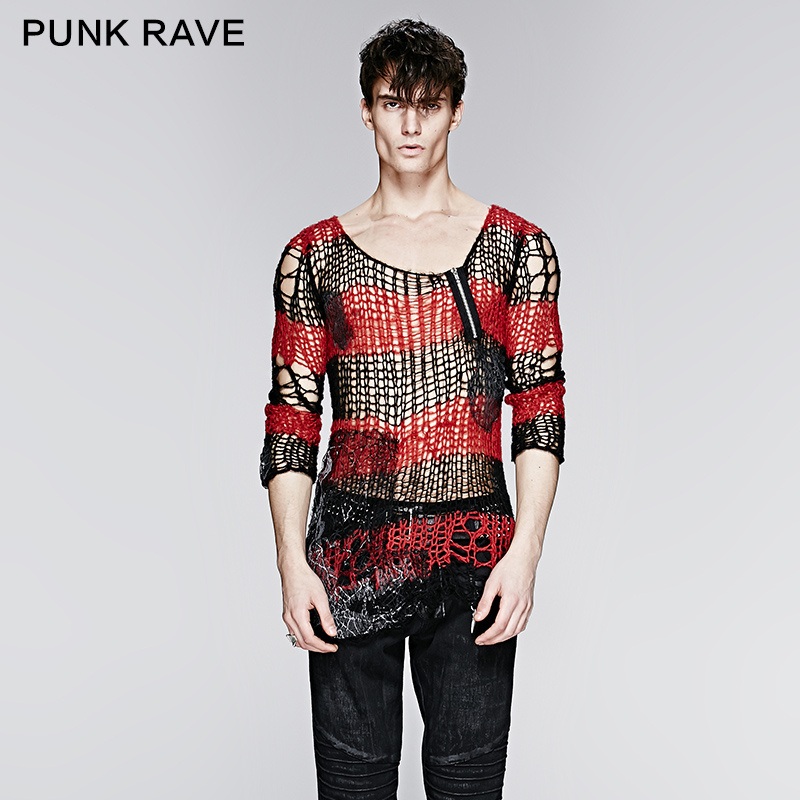 Gothic Best Fashion Design Mens Sexy Sweater (M-001BK-RD) – Mens Sweater and Gothic Sweater price|S
