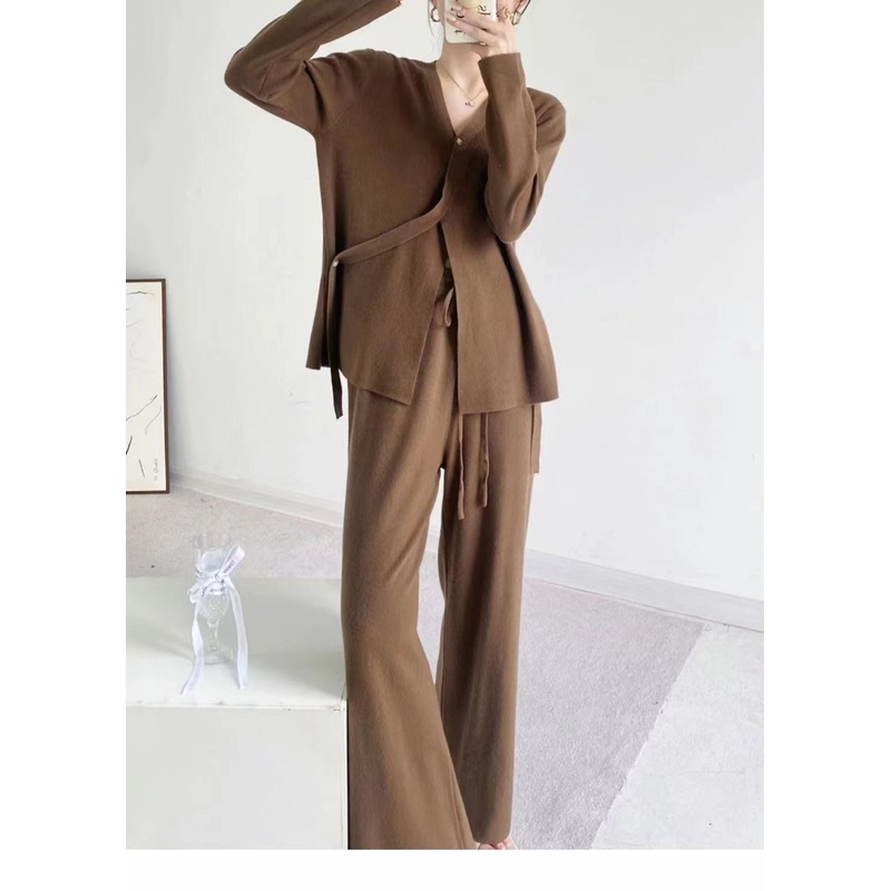 Knitted Sweater Suit for Women for Aw and Ss Loose Knitting Pants Cardigan – Sweater Suit and Knitted Loose Sweater price|S