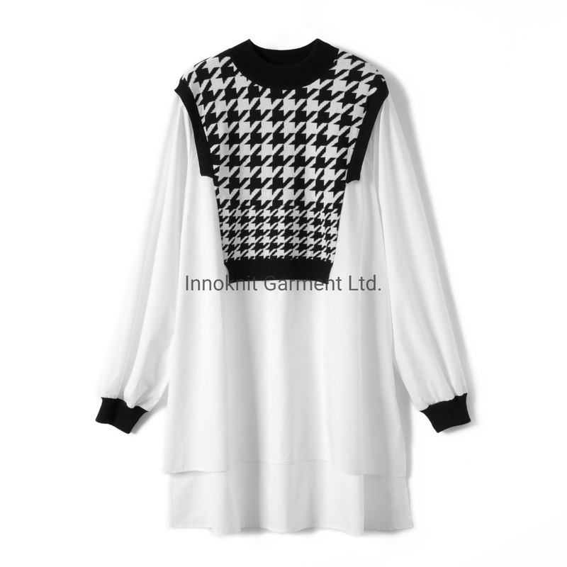 Ladies Knitted with Woven Fabric Blouse – Sweater Fashion Knitted with Woven Blouse price