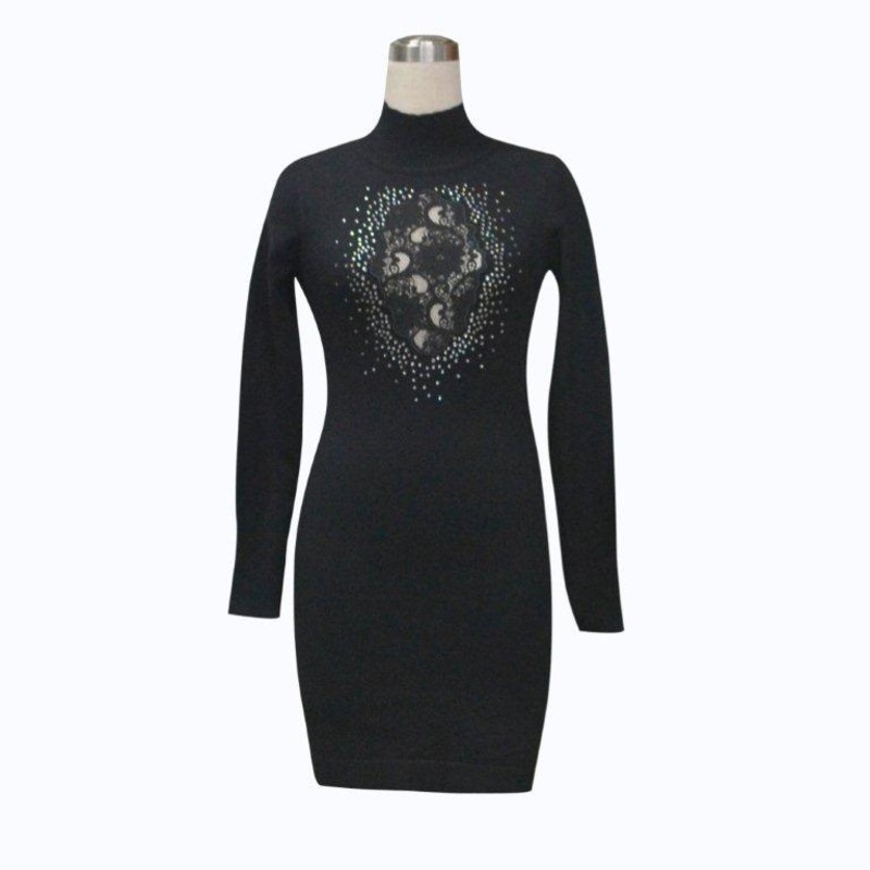 Ladies Long Sleeve Sexy Sweater Dress with Lace – Sexy Sweater Dress with Lace and Ladies Long Sleeve Sexy Sweater price|S