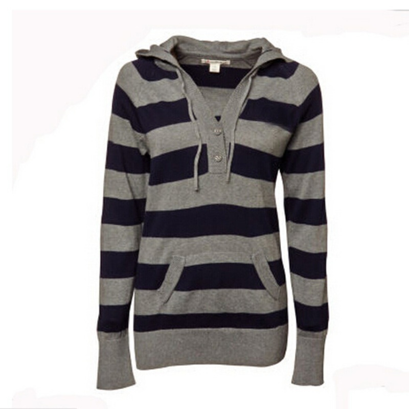 Leisure Winter Warm Womens Black and Gray Strip Sweater – Sweater and Coat price|S