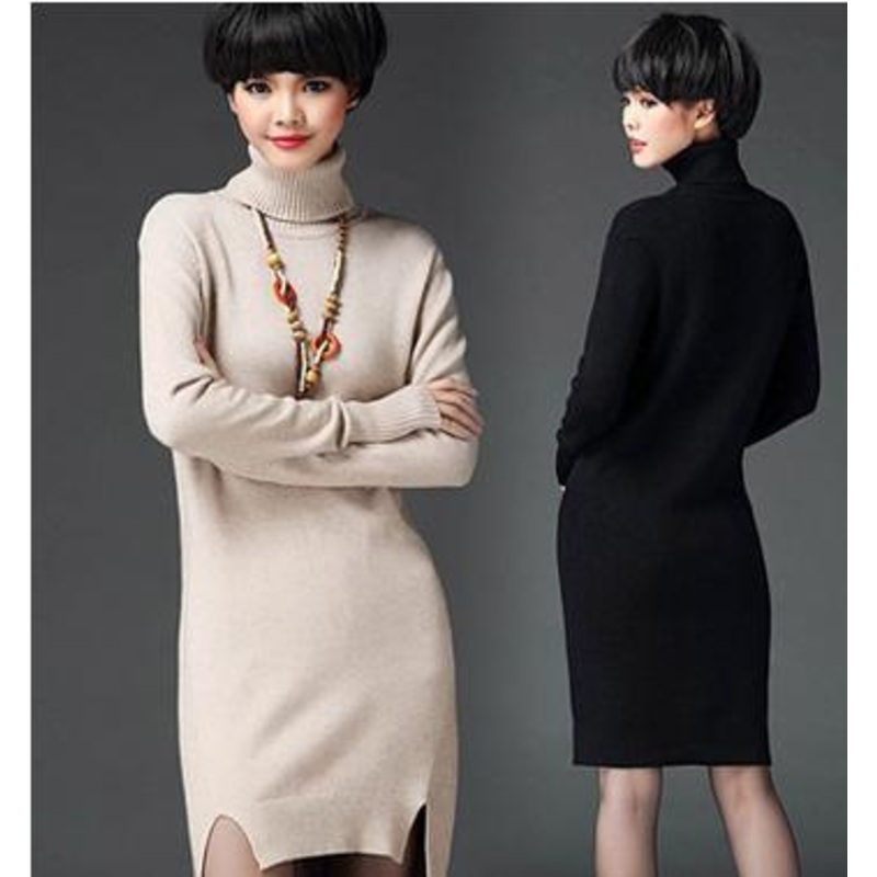 Long Turtleneck Wool Knit Dress in Autumn and Winter – Women and Knitwear price