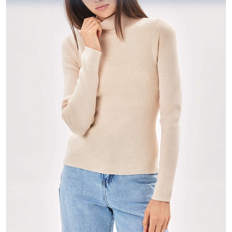 Middle Collar Knitted Pullover Solid Color Short Slim Pullover Knit for Women Sweater – Women Knitted Autumn Winter and Pullover Knitted Women Sweater price|M