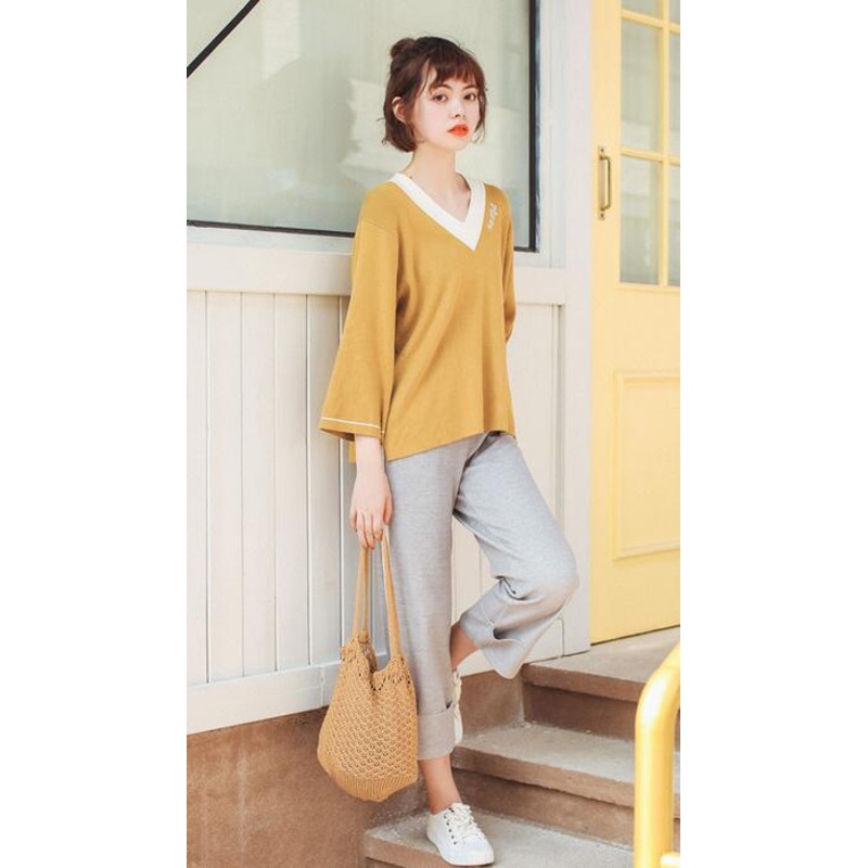 New Sweater of V-Neck with Pure Color, Lady, Women – V-Neck and Sweater price|S