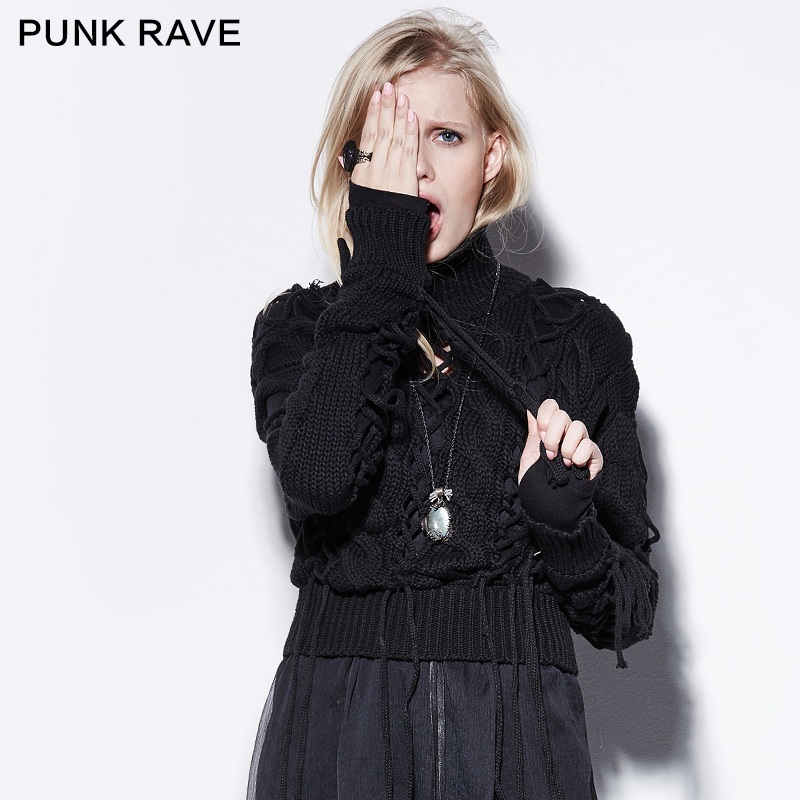 Pm-030 Punk Hollow High Collar Hand Knitted Woolen Sweaters Design for Woman – Sweater and Fashion Sweater price|Free Size