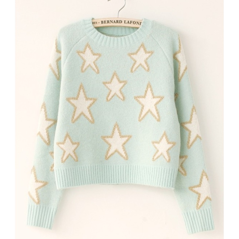 Rabbit Hair Pullover with White Star (BT1820) – Knitted Sweater and Women Sweater price|S