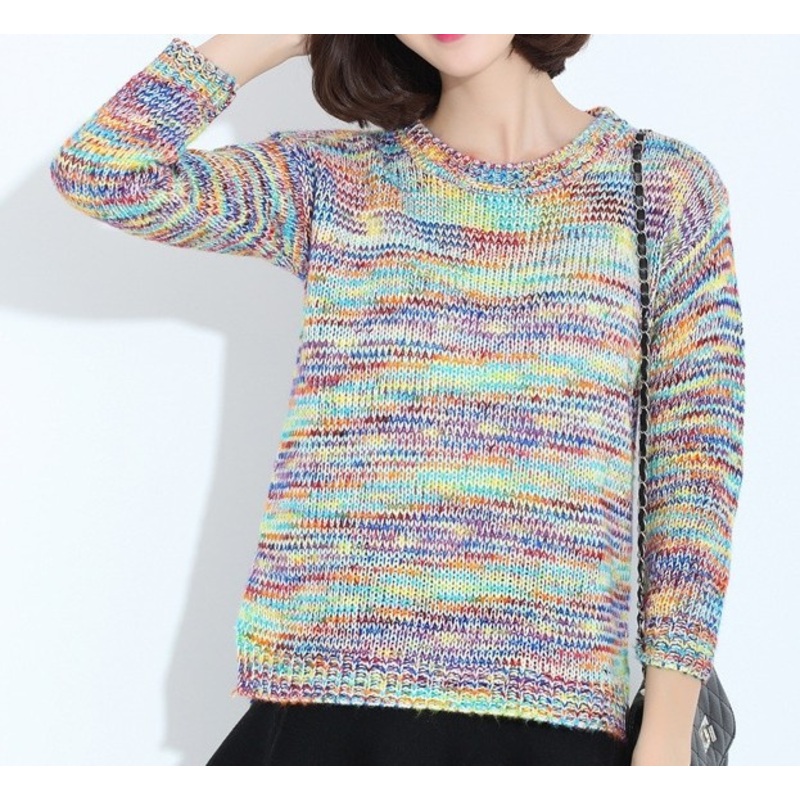 Rainbow Colored T-Shirt Baggy Sweater – Knitted Sweater and Women Sweater price|S
