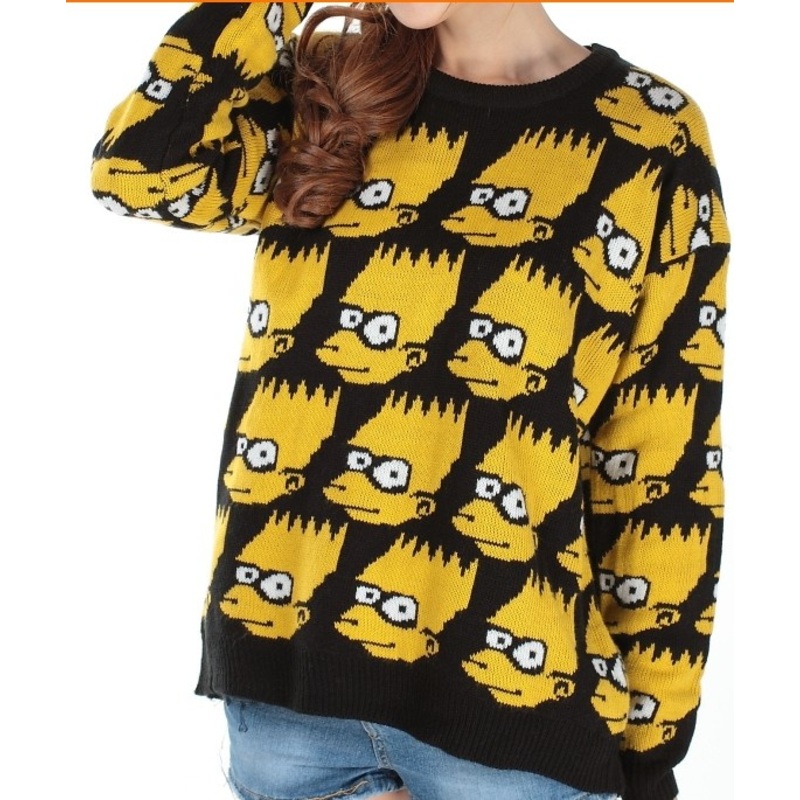 Simpsons Pattern Sweater (BTQ054) – Knitted Sweater and Women Sweater price|S