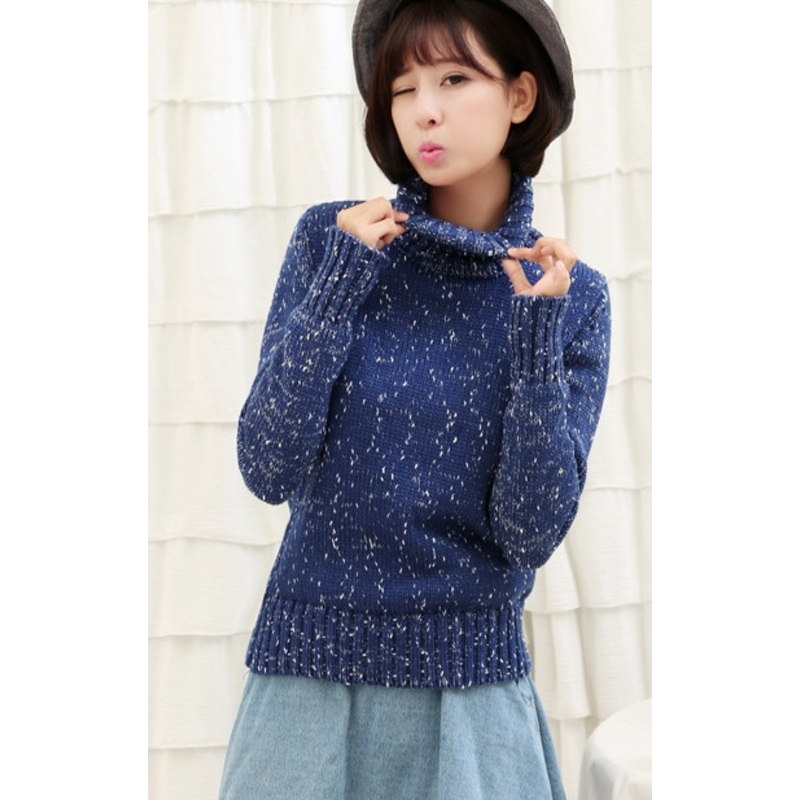 Snowflake Little Variegated Warm Thick Knit High Collar Hedging Sweater (BTQ093) – Knitted Sweater and Women Sweater price|S