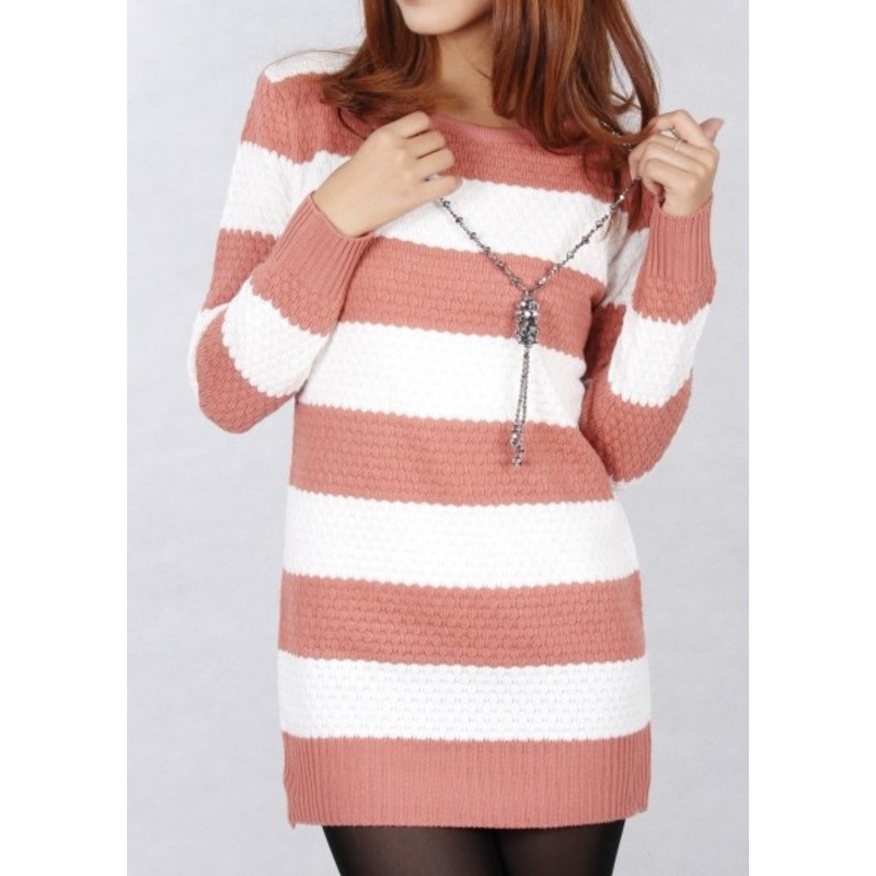 Striped Long Sleeved Sweater (BTQ043) – Knitted Sweater and Women Sweater price|S
