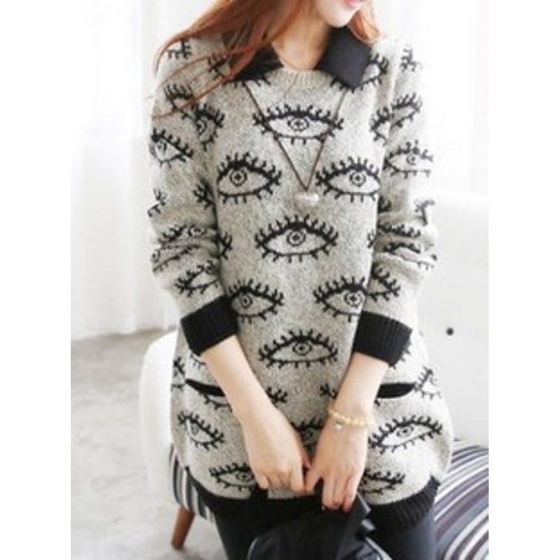 The Eye Pattern Long Sweater (BTQ060) – Knitted Sweater and Women Sweater price|S