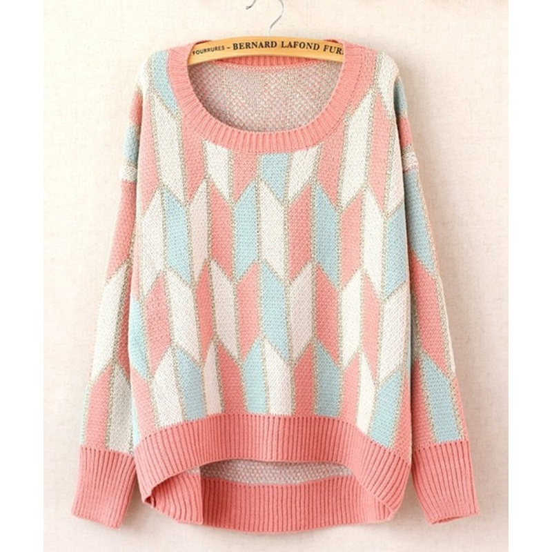 The Gold Big Diamond Lattice Retro Pullover (BT2581) – Knitted Sweater and Women Sweater price|L