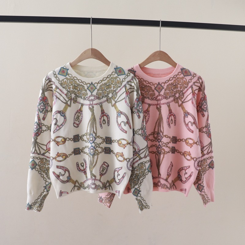 Women Sweater Print Knitwear Long Sleeve Pullover Jumper Jersey Knit Tops – Women Sweater and Sweater Pullover price|Free Size