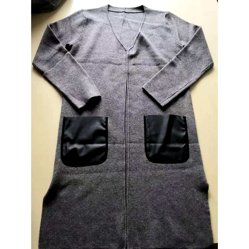 2022 Newest Design PU Leather Pocketed Feature Ladies Cardigan – Women Cardigan and Women Sweater price|L
