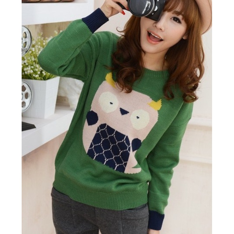 Cute Owl Sweater Girl Jumper (BTQ063) – Knitted Sweater and Women Sweater price|S
