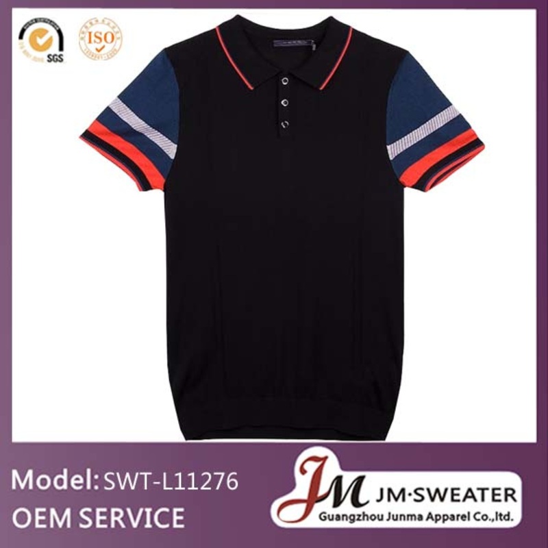 Fashion Jersey Pullover Short Sleeve Sweater Stripe Summer Sweater Knitting Patterns – Short Sleeve Men Sweater and Men Black Sweater price|S