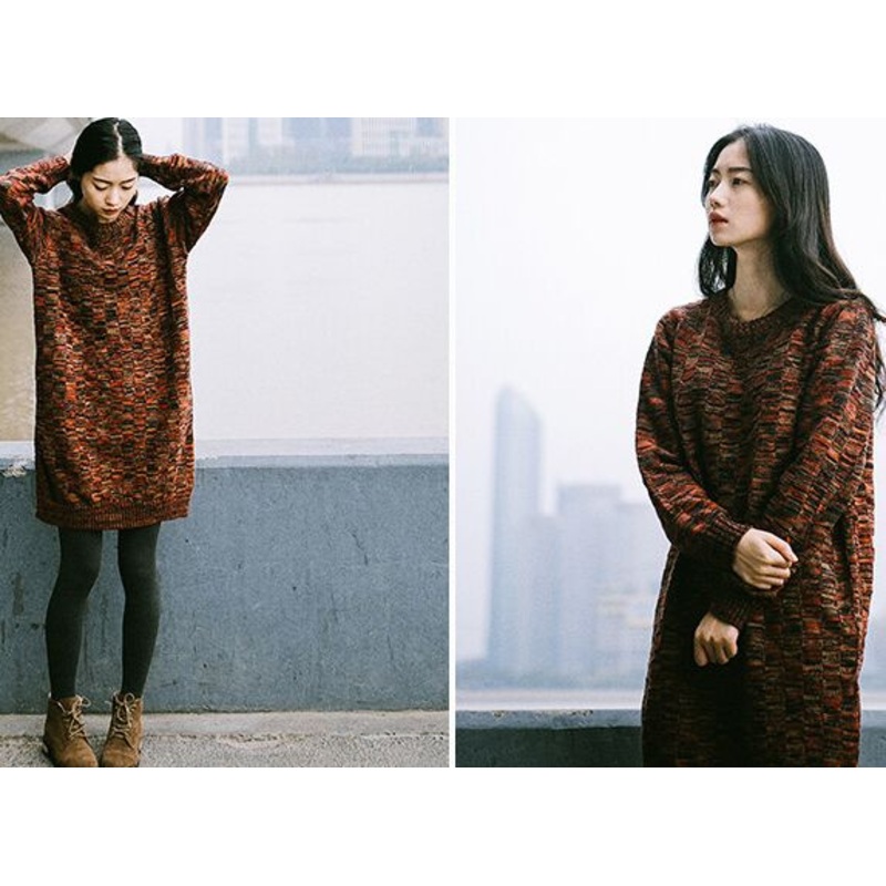 Female Loose and Long Sweater 100%Cotton (BTQ100) – Knitted Sweater and Women Sweater price|S