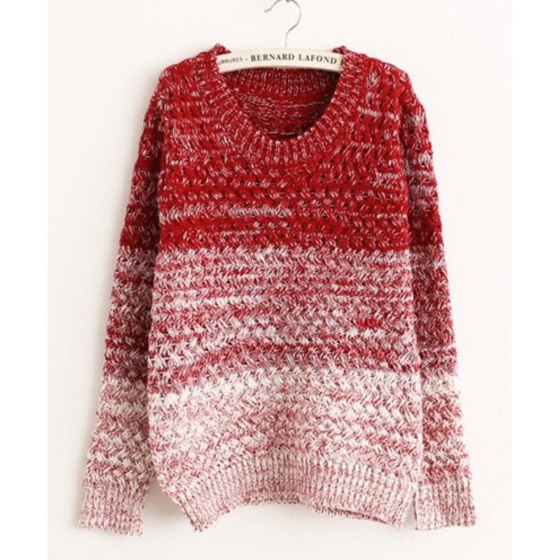 Gradual Blending Loose Round Neck Sweater Hedging Women Sweater (BTQ094) – Knitted Sweater and Women Sweater price|S