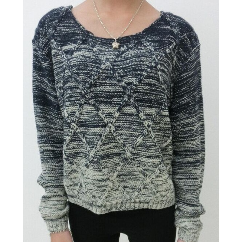 Large Round Neck Long-Sleeved Short Paragraph Quilted Gradient Sweater (BTQ092) – Knitted Sweater and Women Sweater price|S