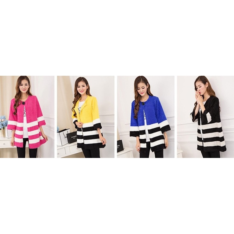 Loose Cardigan Striped Jacket (BTQ017) – Knitted Sweater and Women Sweater price|S