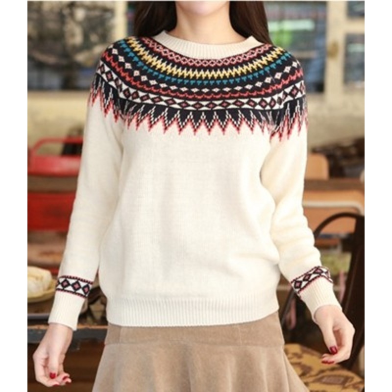 Loose Retro Sweater Girls Pullover (BTQ062) – Knitted Sweater and Women Sweater price|S