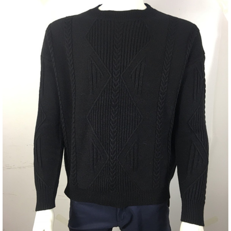 New Design Mens Knitted Black Sweater with Pattern and Round Neck – Knitted Sweater and Mens Knitted Sweater price|S