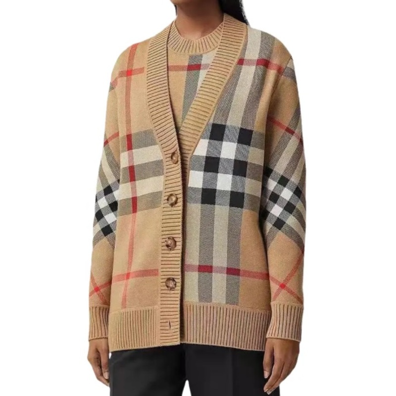 Oversize Classic Cardigan Sweater Ribbing V Neck Long Sleeve Maglia Maglione Checkered Plus Size Womens Sweaters – Maglia Maglione and Sweater price|S