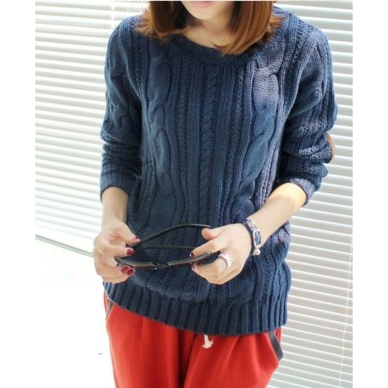 Patch Sweater Bottoming Shirt Loose Thick Sweater (BTQ076) – Knitted Sweater and Women Sweater price|S