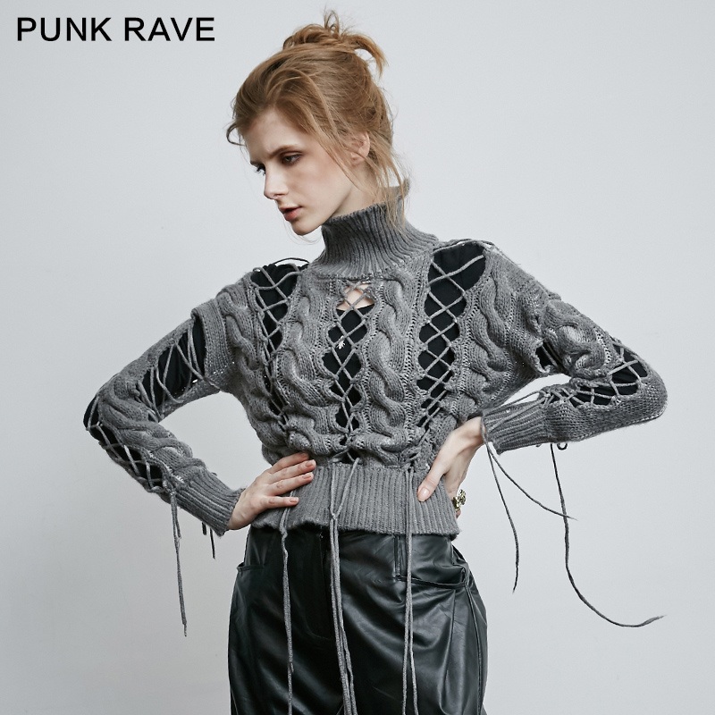 Pm-030 Punk Orianic Unique Cashmere High Collar Hollow Sweaters – Sweater and Fashion Sweater price|Free Size