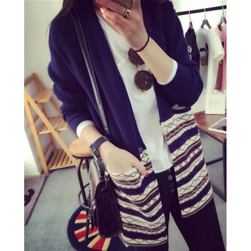 Pocket Long Section of Loose Knit Sweater (BTQ122) – Knitted Sweater and Women Sweater price|S