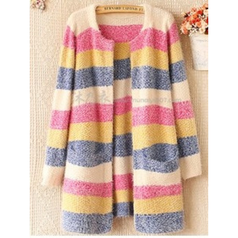 Stripe Cardigan Sweater Mohair Sweater Coat (BTQ026) – Knitted Sweater and Women Sweater price|S