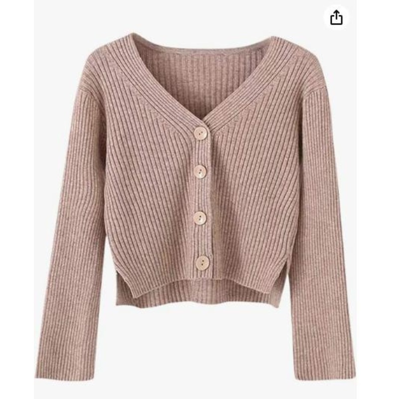 Womens Button Down V Neck Long Sleeve Cropped Soft Sweater Knit Cardigan Coat – Womens Sweaters and Cardigans price|S