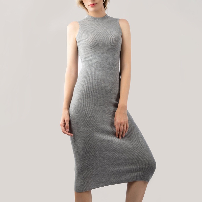 Cashmere High Neck Grey Long Gown – Cashmere Sweater and Women Sweater price|L