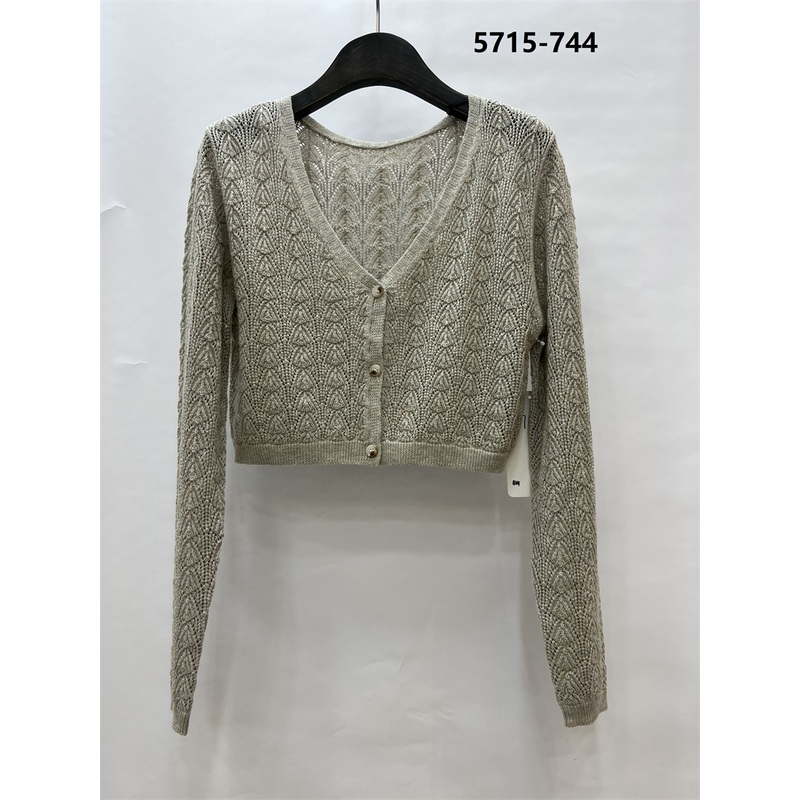 Custom Short Pullover Jacquard Logo Rib Pullovers Knitted V Neck Long Sleeve Sweater Top – Ladies Sweater and Knitted Pullovers price|S