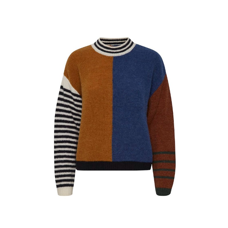 Fashion Round Neck Patterned Wool Sweater Long Sleeve Nylon Pullover with Stripped – Knitting Pullover and Pullover Sweater price|S