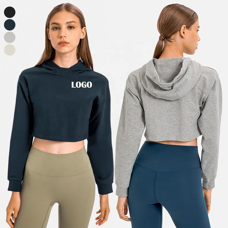 High Quality Cotton French Terry Plain Sweatshirt Crop Top Custom Women Hoodies – Women Hoodie and Women Sweater price|S