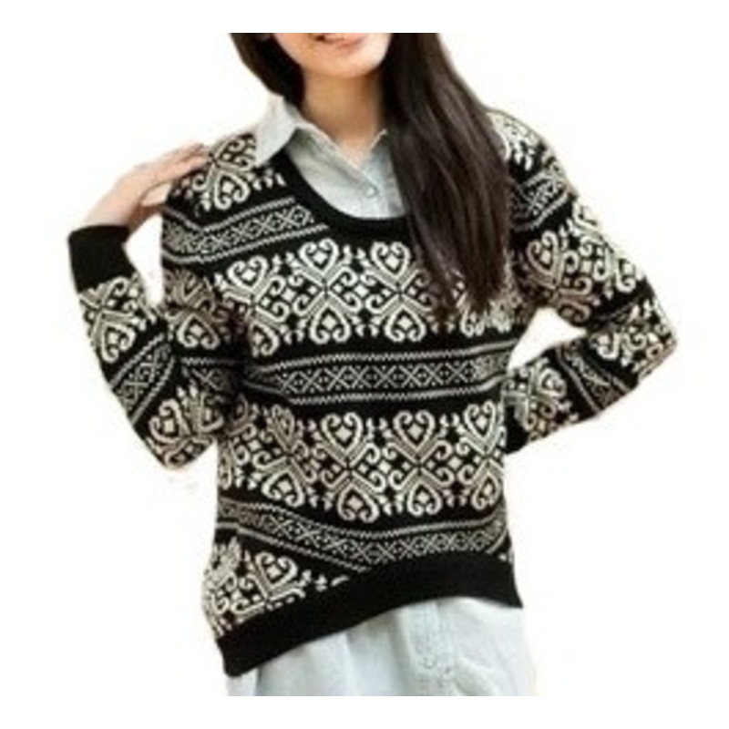 Jacquard Loose Sweaters (BTQ044) – Knitted Sweater and Women Sweater price|S