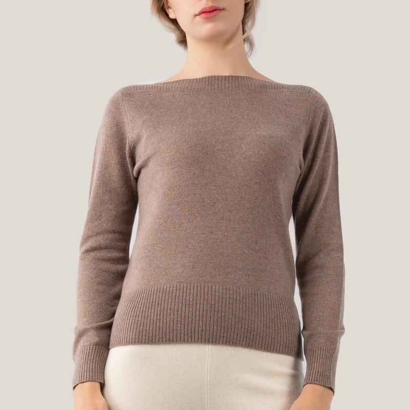 Ladies Cashmere Camel Boat Neck Jumper – Cashmere Sweater and Women Sweater price