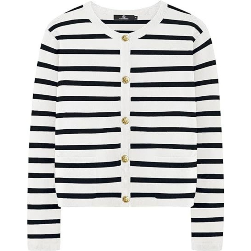 Long Sleeve Round Neck Button Cardigan Tops – Women Striped Cardigan Sweaters and Fall Outfit Clothes Fashion price|Free Size
