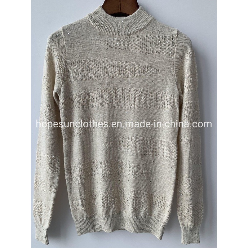 OEM Manufacturer Women Jacquard Sequin Bead Yarn Pullover Cotton Polyester Knitwear Sweater – Sweater Jumper and Sudaderas price|S