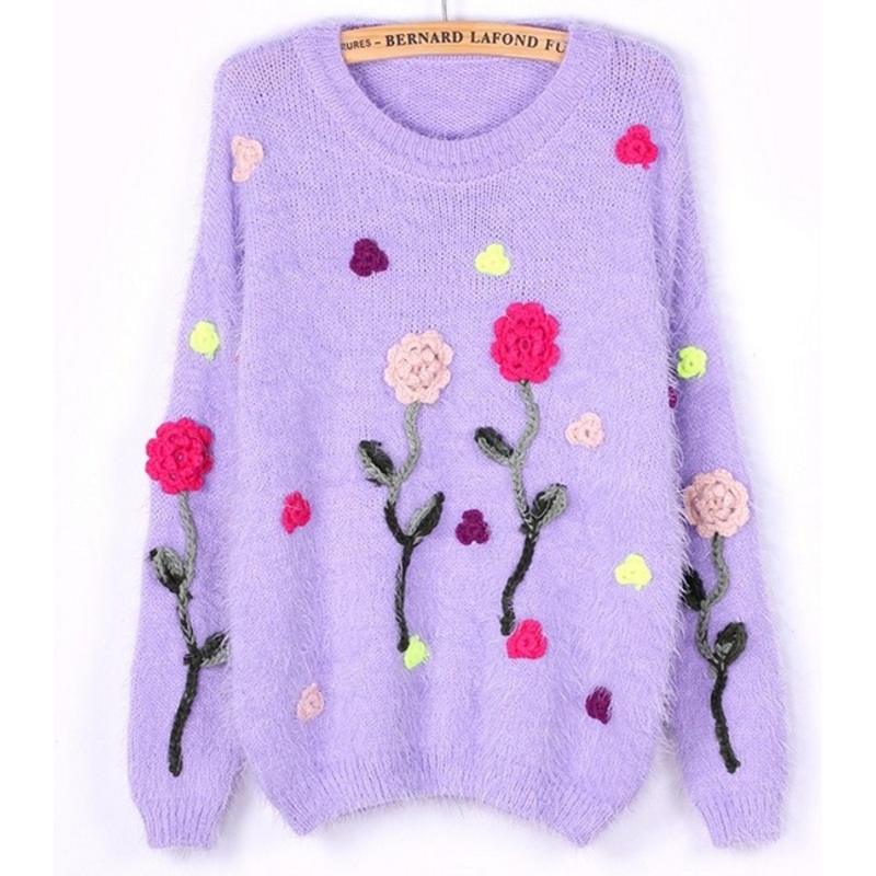 Sweater Mohair Crocheted Flowers Appliques (BT1341) – Knitted Sweater and Women Sweater price|M
