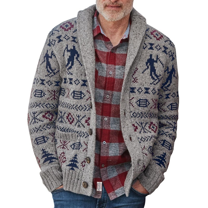 Wholesale Fashion Button up Cardigan Sweaters for Men Long Sleeve Knit Cardigans Fall Winter Knitwear – Knitted Shawl Cardigan for Men and Winter Mens Sweaters price|S, S M L XL XXL Custom Accepted