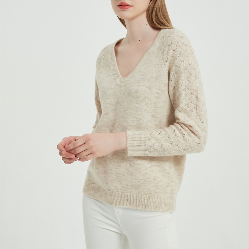 Womens Soft Cozy Hollow Jacquard Cable Pullover Sweater – Cable Pullover and V-Neck Pullover price|S