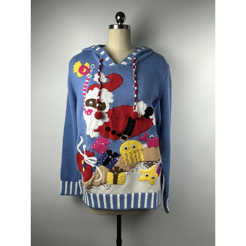 2022 Christmas Fashion Knitted Cartoon Patterned with Punch Embroidery Hooded Pullover Sweater – Chirstmas Sweater and Christmas Pullover price|S