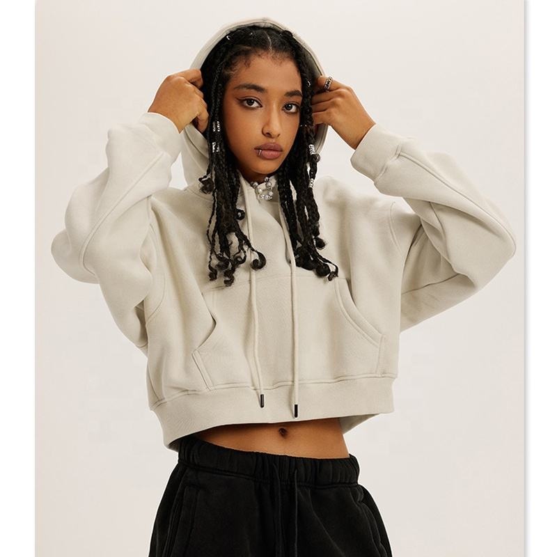 Cotton Women Clothing Logo Custom Street Wear Close Bottom Crop Top Hoodie Pullover Crop Hoodie – Women Hoodie and Women Sweater price|S