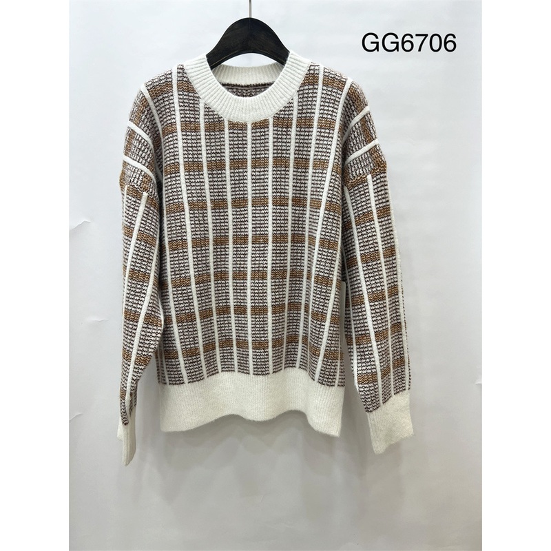 Knitted Womens Sweaters Pullovers Autumn Winter Contrast Stripe Woolen Sweaters Knit Tops – Sweater and Pullovers price|S