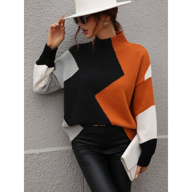 Ladies Color Combo Sweater Pullover Women Color Mixed Sweater – Sweater and Ladies Sweater price|S