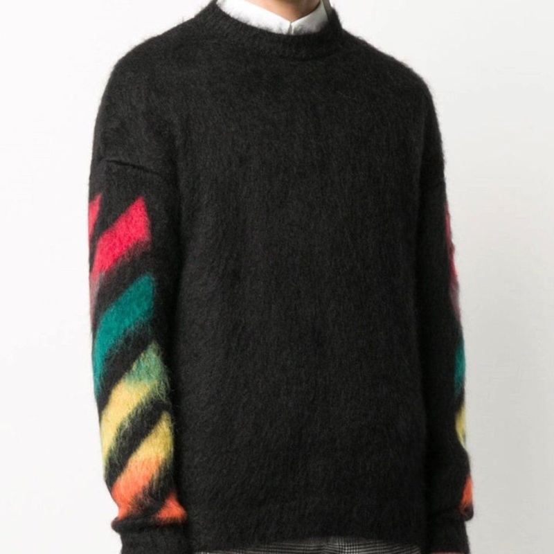 Logo Printed Knitted Mohair Designer Mens Sweaters Long Sleeve Mohair Knitwear – Mohair Knitwear and Knitwear for Men price|S