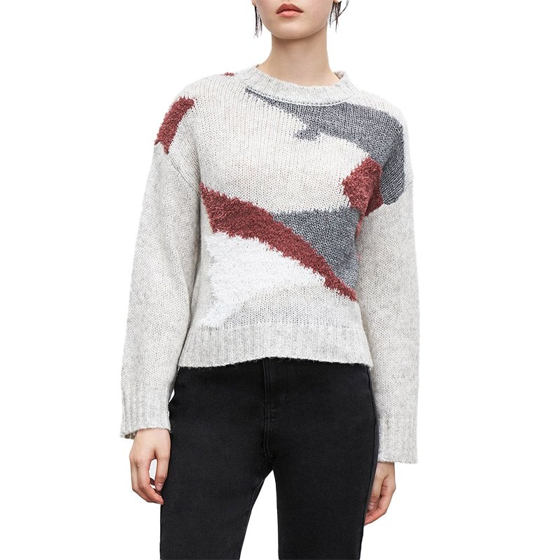 Manufacturer Custom Flared Sleeve Women Knit Pullover Tops Jacquard Sweater – Ladies Sweater and Customized Factory Sweaters price|S/M/L/Customized Size